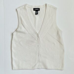 Express White Knit Button-Front Vest (S)